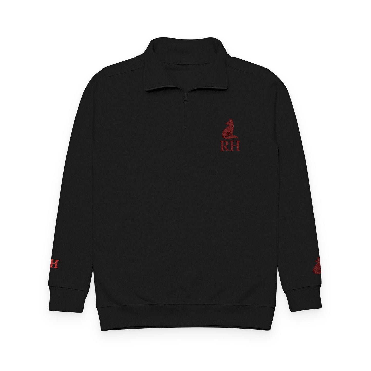 Redstoke Quater Zip Embroidered Pullover Embroidered Sleeves Red FY
