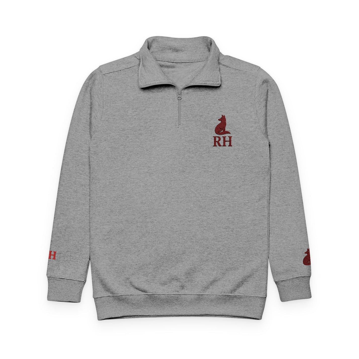 Redstoke Quater Zip Embroidered Pullover Embroidered Sleeves Red FY