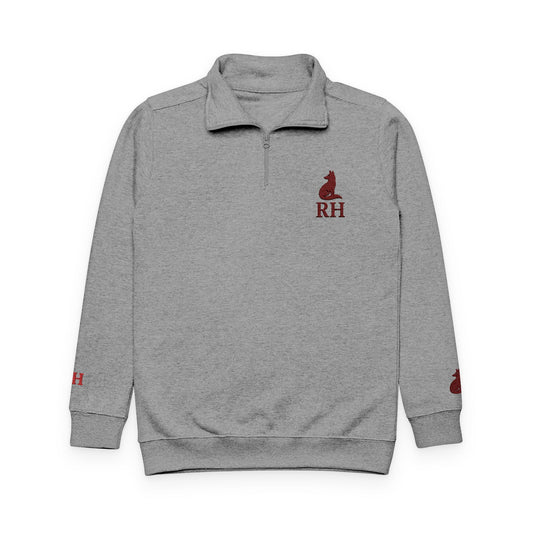 Redstoke Quater Zip Embroidered Pullover Embroidered Sleeves Red FY
